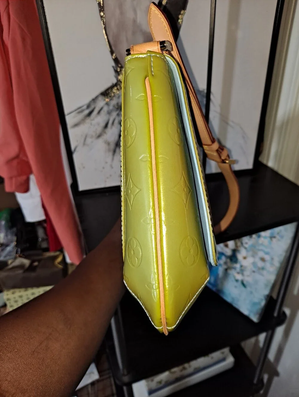 Louis Vuitton Thompson In Lime Green Vernis Monogram Shoulder Bag
